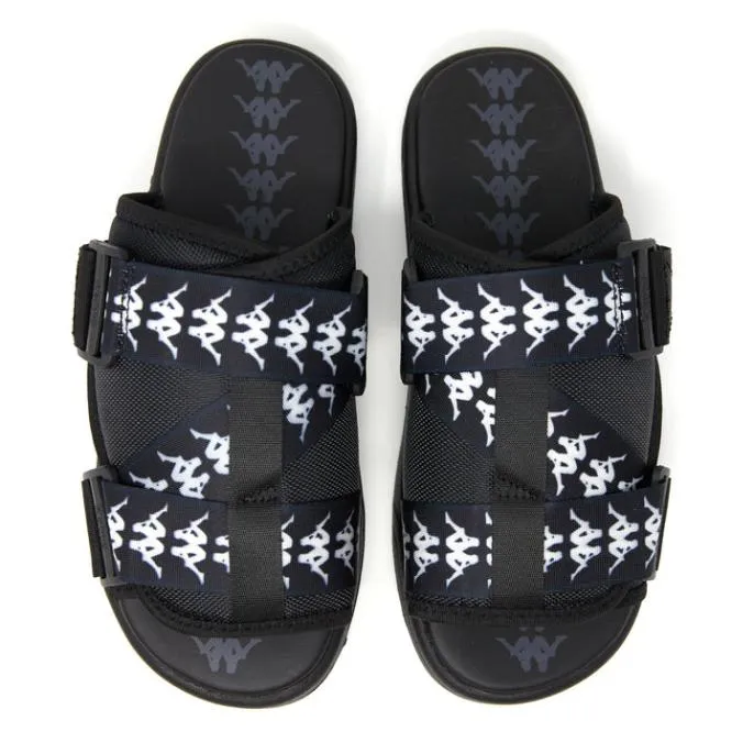 222 Banda Mitel 1 Sandals 8211 Black White Black Black White Black Footwear Kappa Sandals