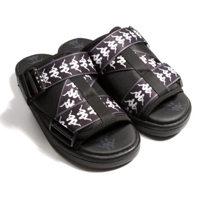 222 Banda Mitel 1 Sandals 8211 Black White Black Black White Black Footwear Kappa Sandals