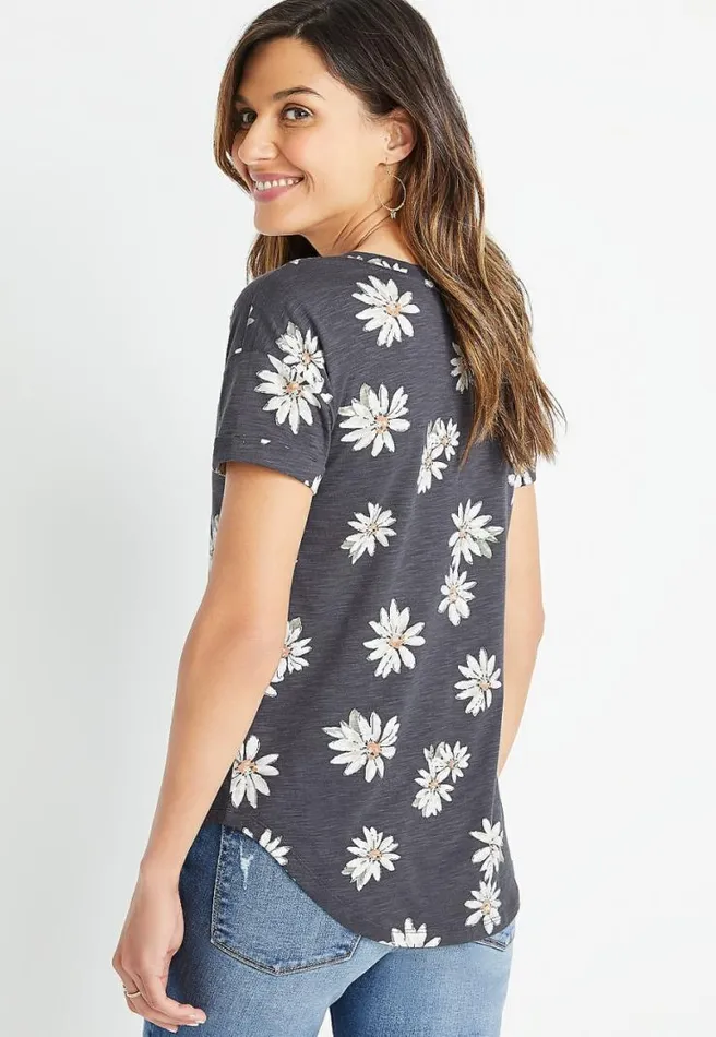 247 Gray Daisy Drop Shoulder Tee Women Maurices Tops