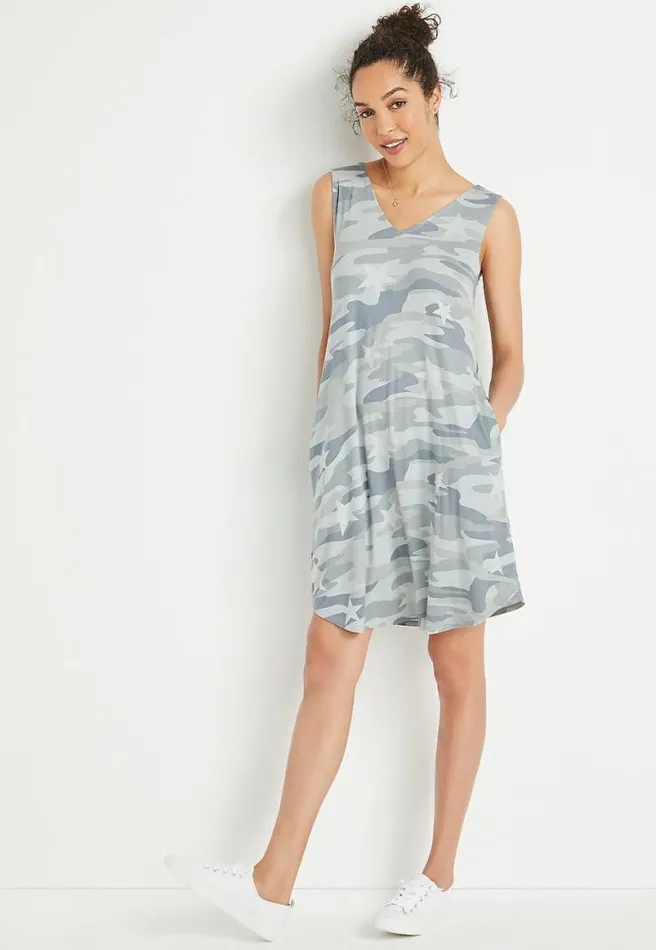 247 Green Star Camo Shift Dress Women Maurices Dresses and Jumpsuits