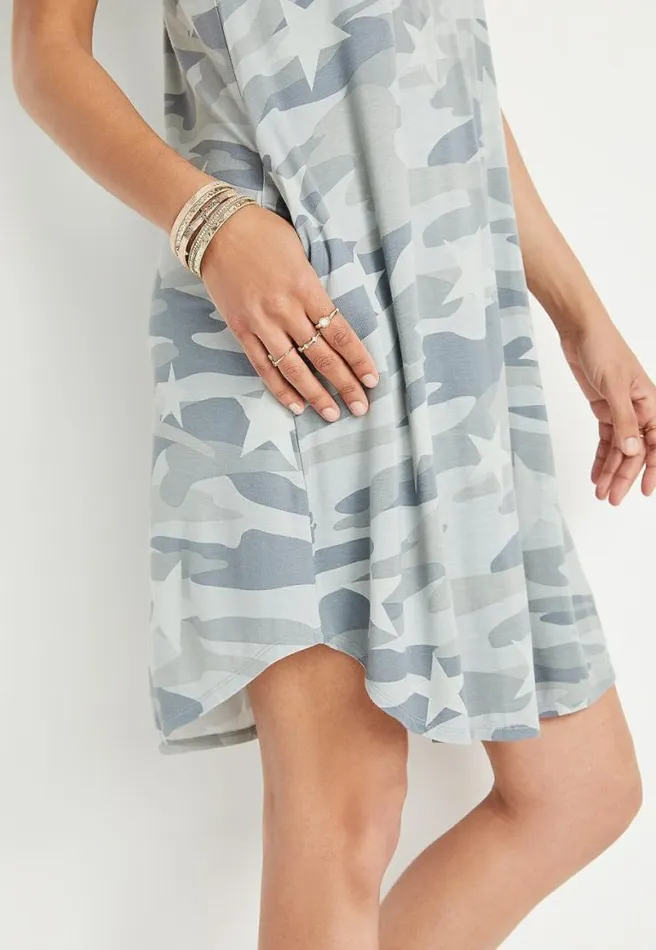 247 Green Star Camo Shift Dress Women Maurices Dresses and Jumpsuits