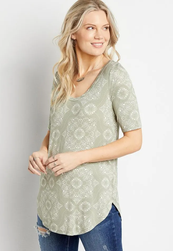 247 Olive Flawless Printed Tunic Tee Women Maurices Tops