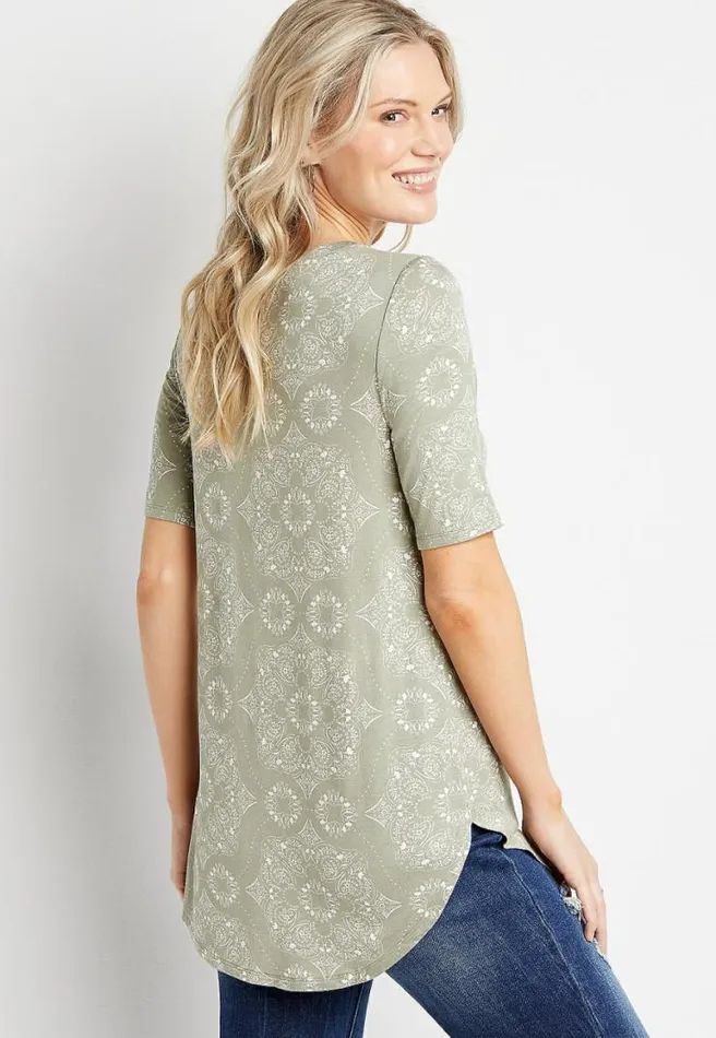 247 Olive Flawless Printed Tunic Tee Women Maurices Tops