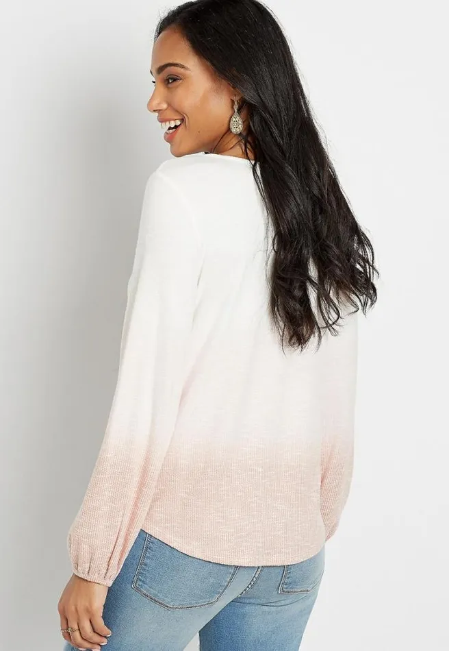 247 Ombre Strappy Neck Long Sleeve Tee Women Maurices Tops