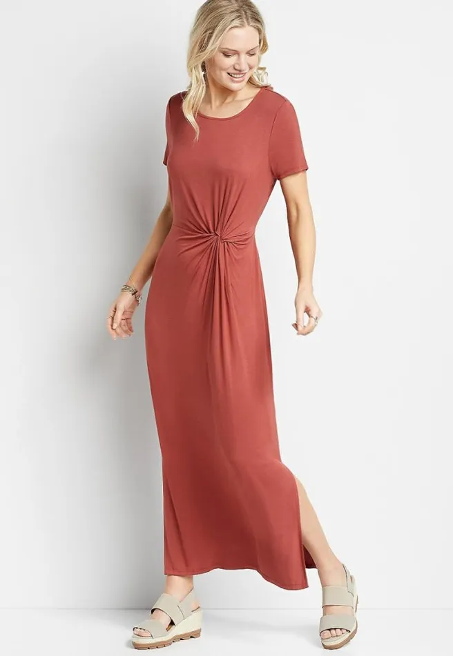 247 Pink Knot Front Maxi Dress Women Maurices Dresses and Jumpsuits