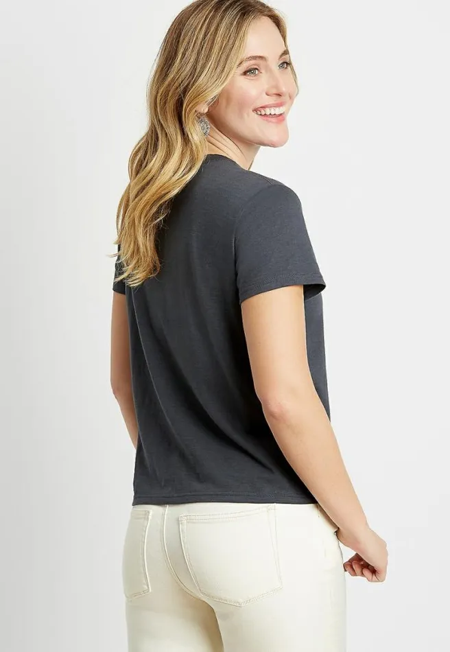 247 Solid Crew Neck Cropped Tee Women Maurices Tops