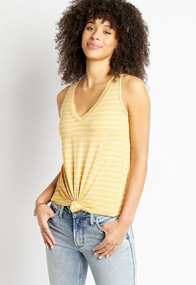 247 Yellow Striped Classic Tank Top Women Maurices Tops