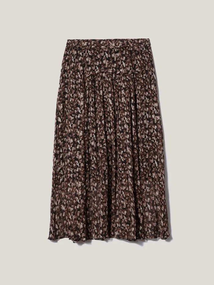 Abstract Leopard Midi Skirt Brown Women Jigsaw Skirts