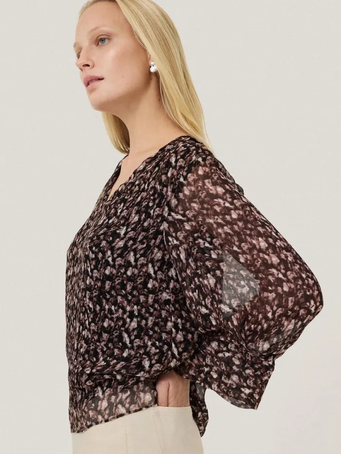 Abstract Leopard Top Brown Women Jigsaw Shirts and Tops