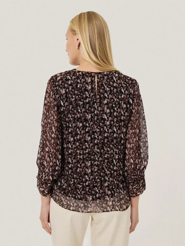 Abstract Leopard Top Brown Women Jigsaw Shirts and Tops