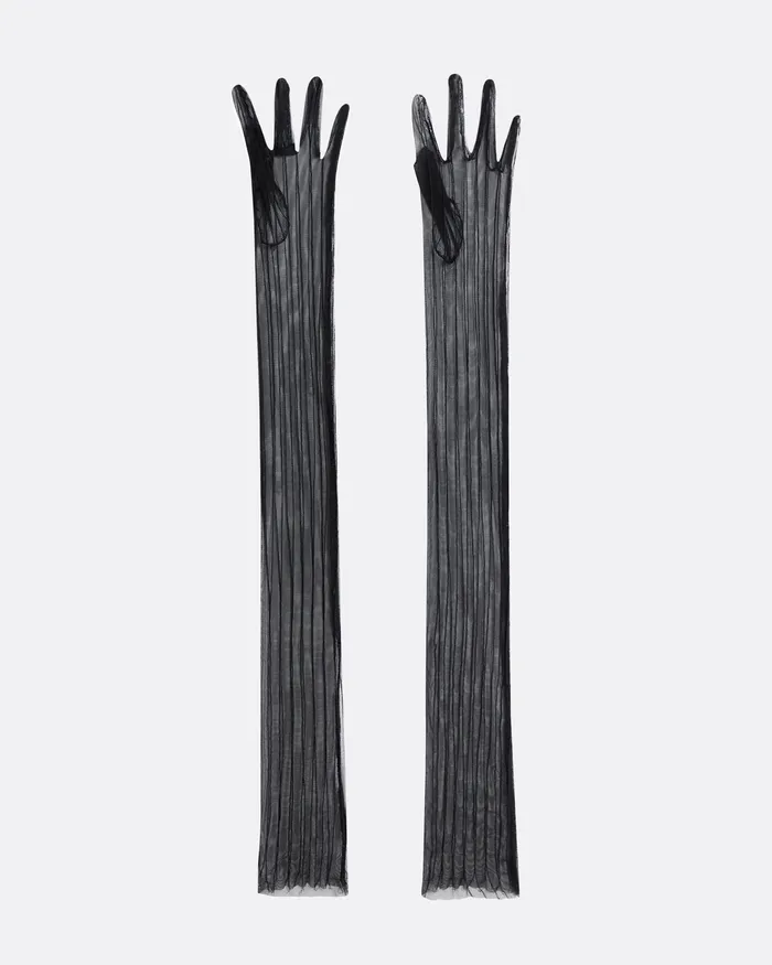 Accessories Ari Black Pintucked Tulle Gloves Black Safiyaa Women