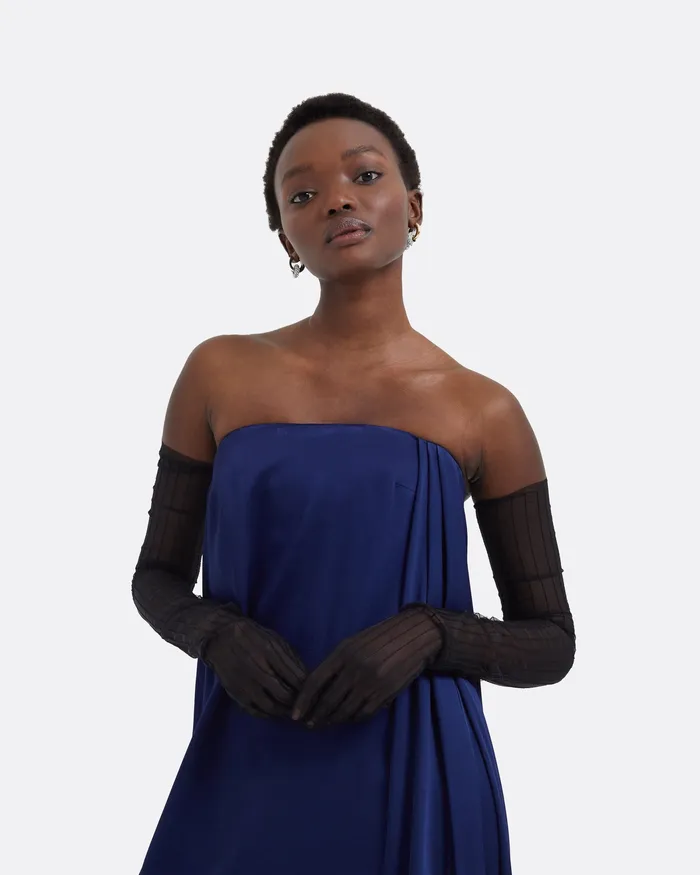 Accessories Ari Black Pintucked Tulle Gloves Black Safiyaa Women