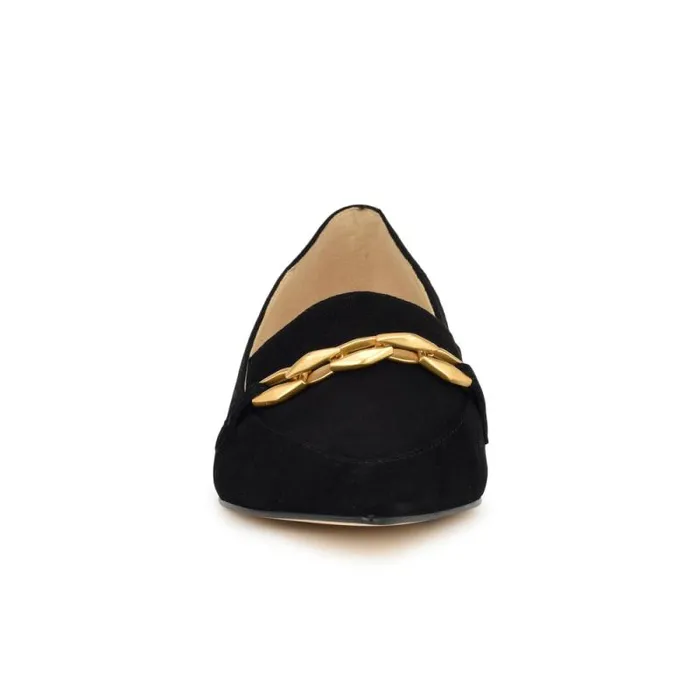 Ahara Chain Flats Black Suede Women Nine West Flats Ahara Chain Flats Black Suede Women Nine West Flats