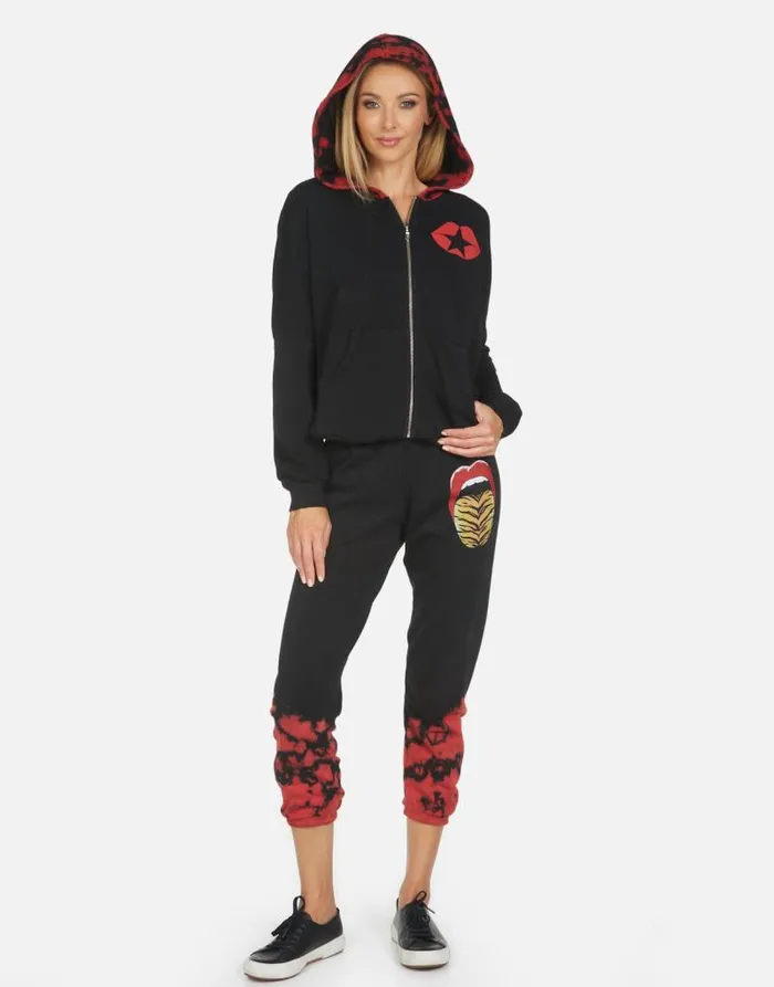 Alana Tiger Tongue Black Women Lauren Moshi Crop Sweatpants