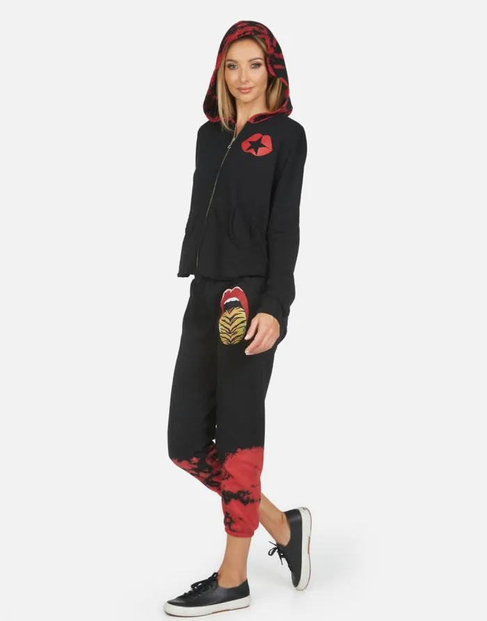 Alana Tiger Tongue Black Women Lauren Moshi Crop Sweatpants