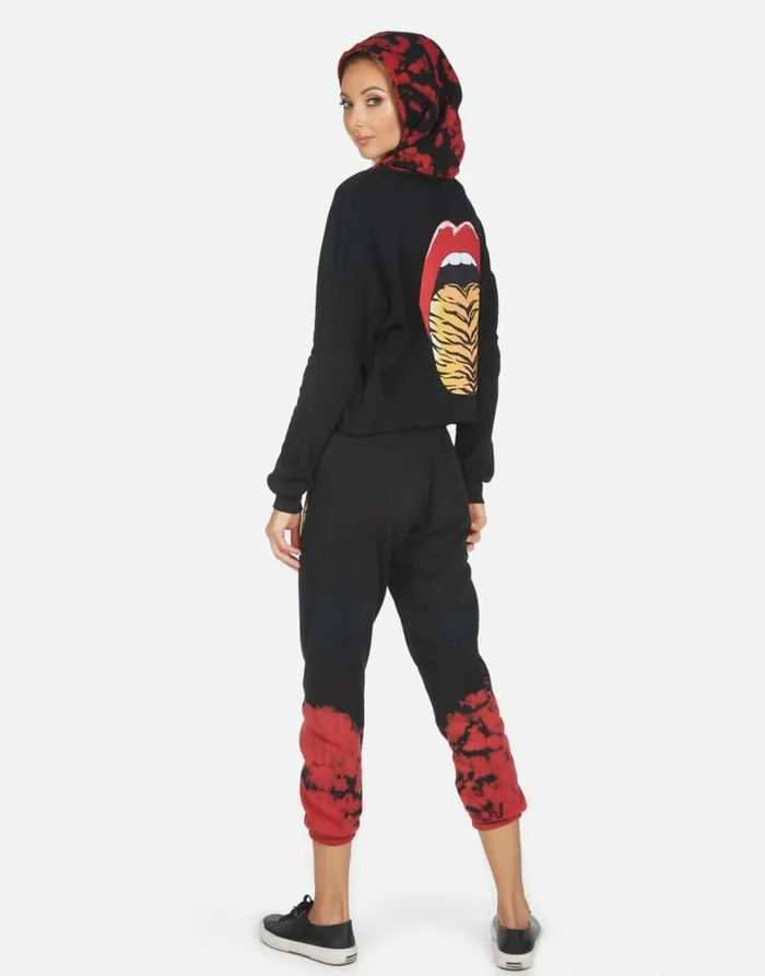 Alana Tiger Tongue Black Women Lauren Moshi Crop Sweatpants