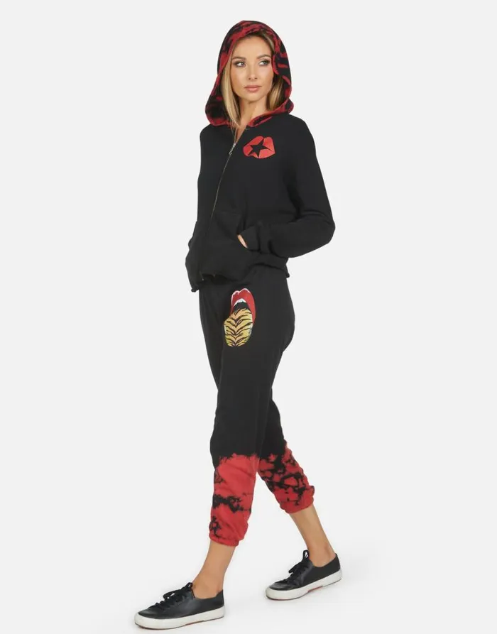 Alana Tiger Tongue Black Women Lauren Moshi Crop Sweatpants