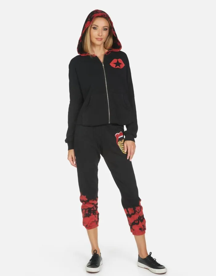 Alana Tiger Tongue Black Women Lauren Moshi Crop Sweatpants