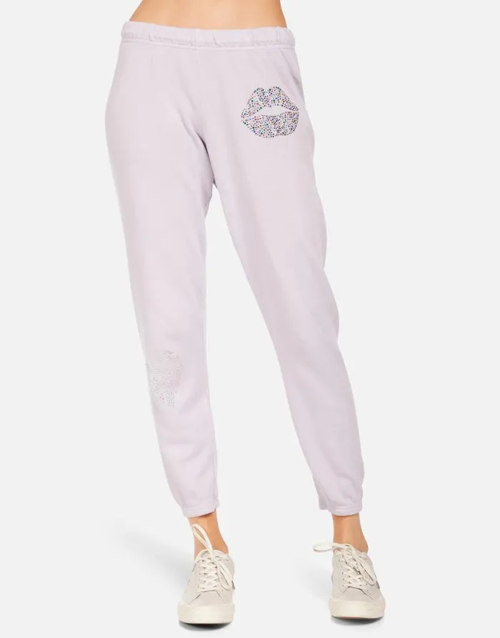 Alana X Crystal Sprinkle Lip Lavender Women Lauren Moshi Crop Sweatpants