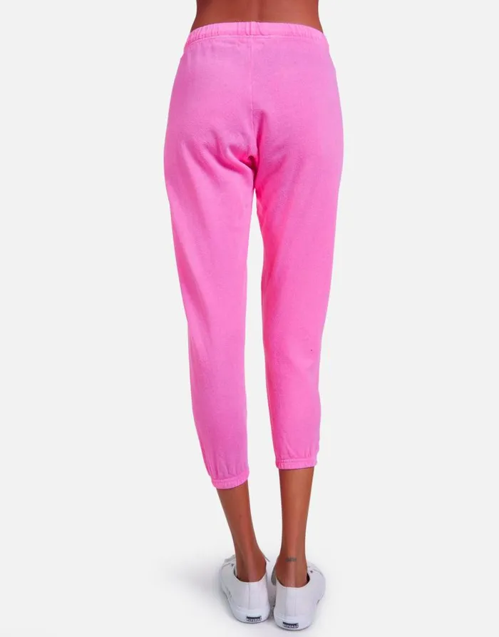 Alana X Pink Lightning Bolt Neon Pink Women Lauren Moshi Crop Sweatpants