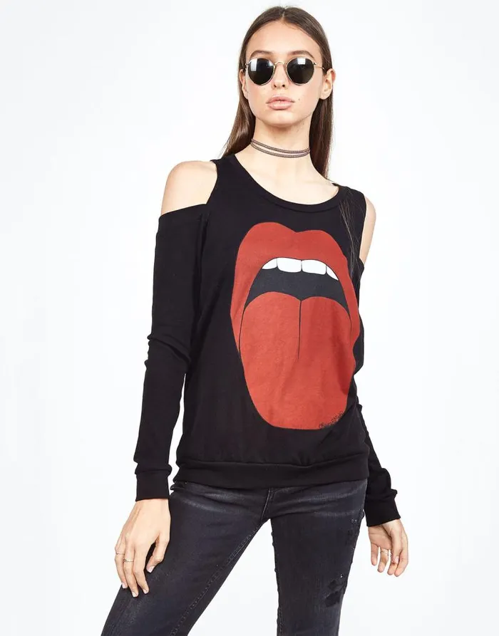 Analise Red Tongue Black Women Lauren Moshi Long Sleeve