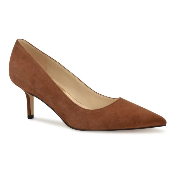 Arlene Pointy Toe Pumps Dark Natural Suede Women Nine West Heels