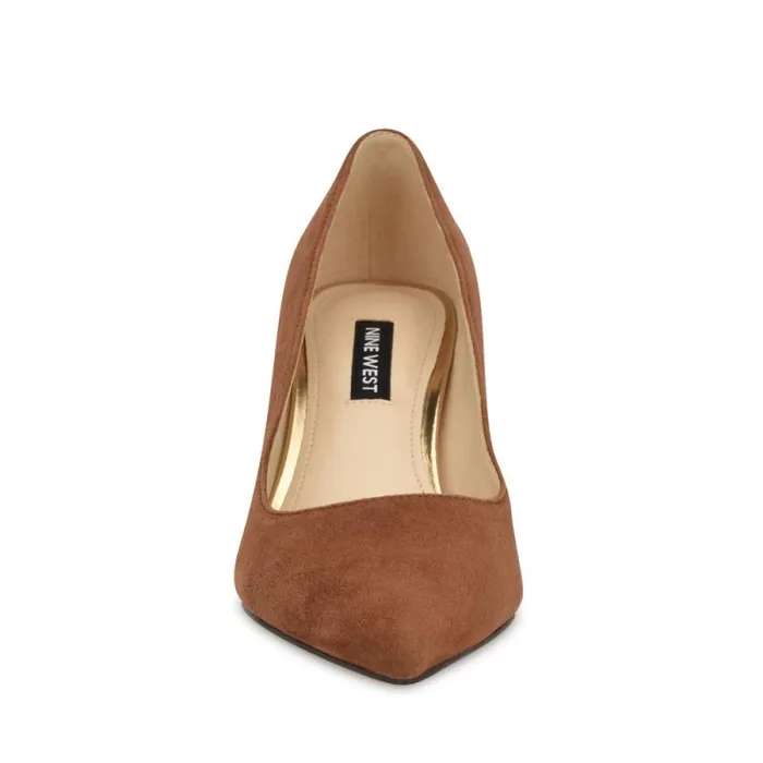 Arlene Pointy Toe Pumps Dark Natural Suede Women Nine West Heels