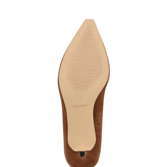 Arlene Pointy Toe Pumps Dark Natural Suede Women Nine West Heels