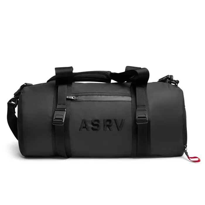 ASRV Bags Men Barrel Gym Duffle Bag Black