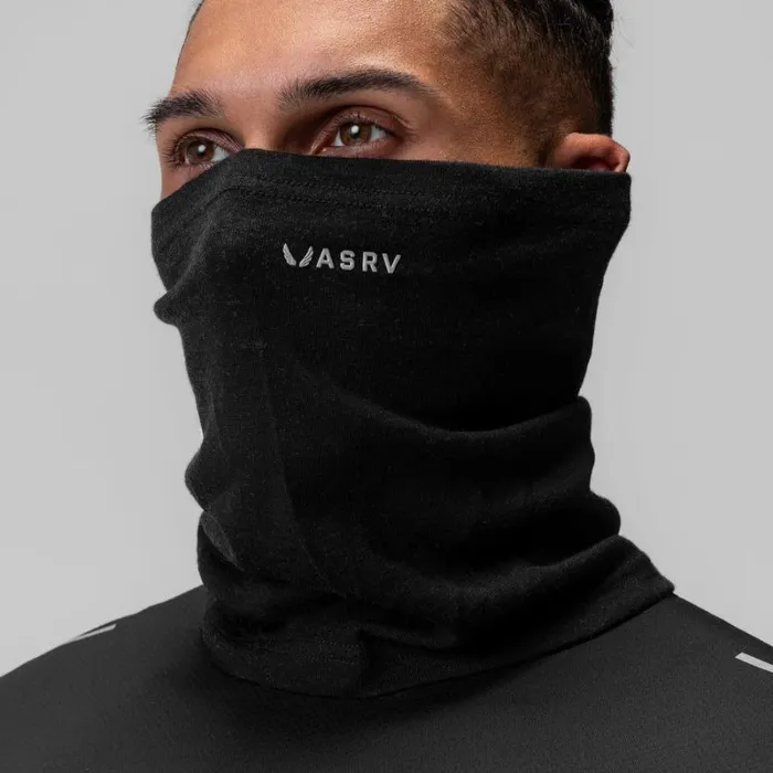 ASRV Hats and Headwear Men Merino Wool Gaiter Black