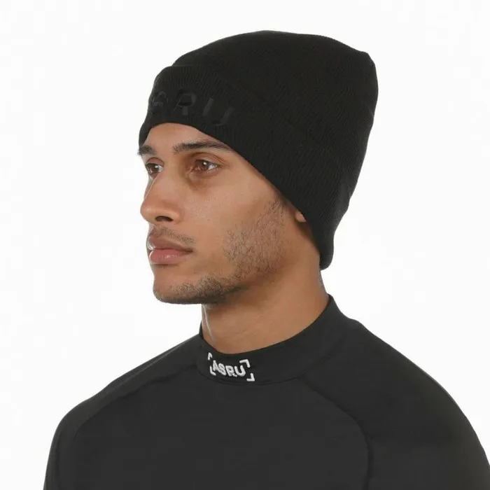 ASRV Hats and Headwear Men Thermal Wool Bracket Logo Beanie Whiteblack