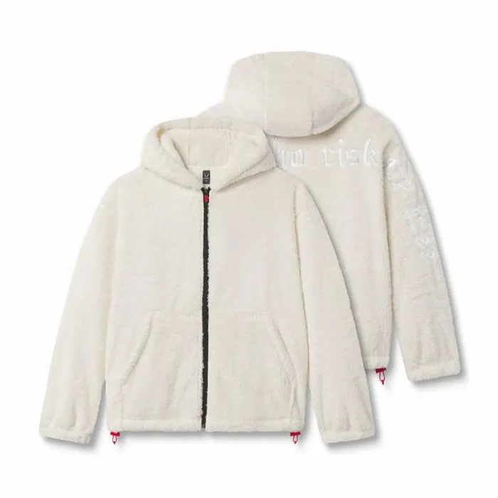 ASRV Hoodies and Sweatshirts Men Sherpa Recovery Full Zip Hoodie Ivory Creamwhite