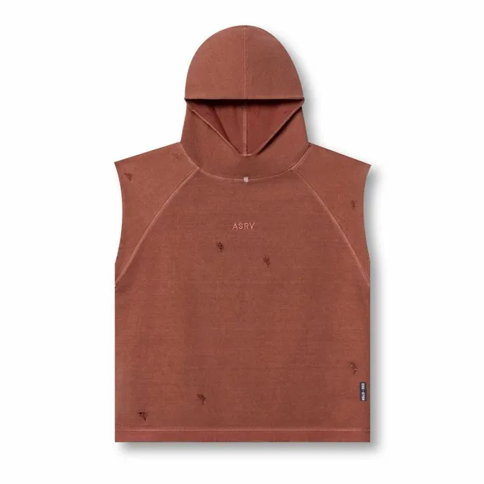 ASRV Hoodies and Sweatshirts Men Tech Essential Cutoff Hoodie Faded Brick