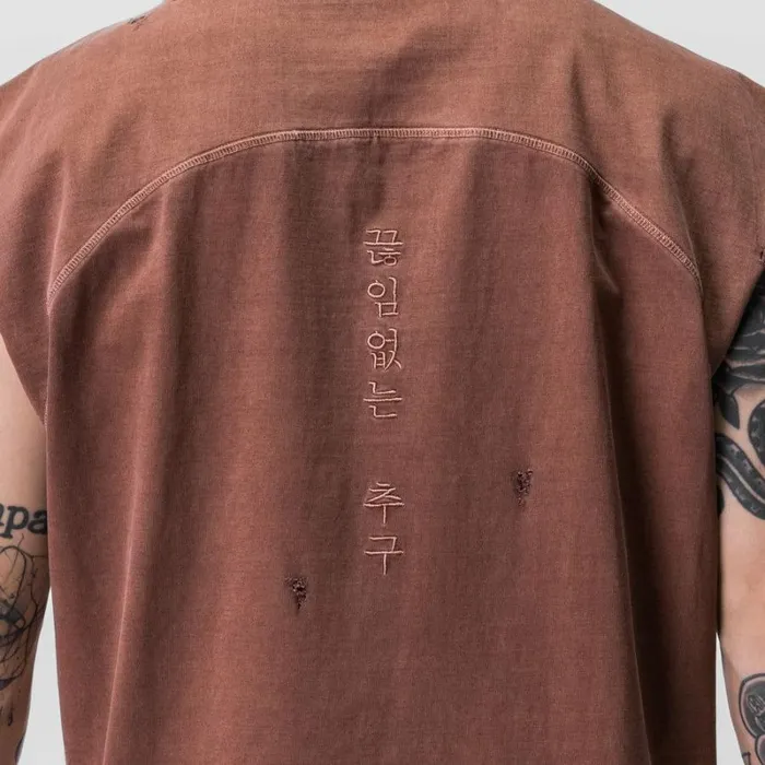 ASRV Hoodies and Sweatshirts Men Tech Essential Cutoff Hoodie Faded Brick