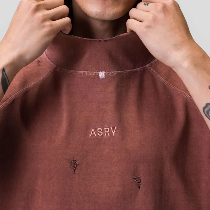 ASRV Hoodies and Sweatshirts Men Tech Essential Cutoff Hoodie Faded Brick