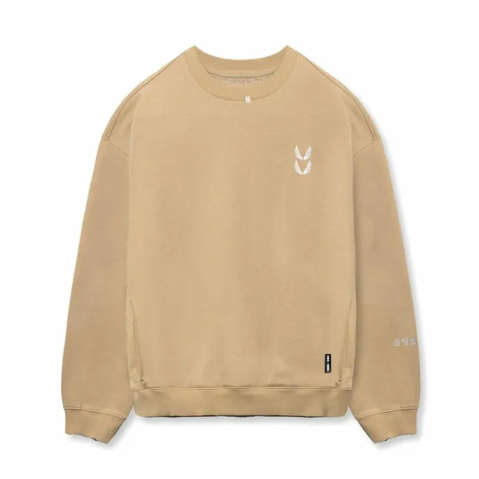 ASRV Hoodies and Sweatshirts Men Tech Essential Distressed Crewneck Khaki