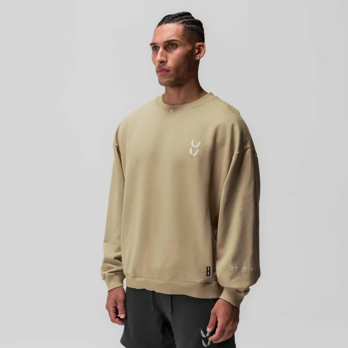 ASRV Hoodies and Sweatshirts Men Tech Essential Distressed Crewneck Khaki