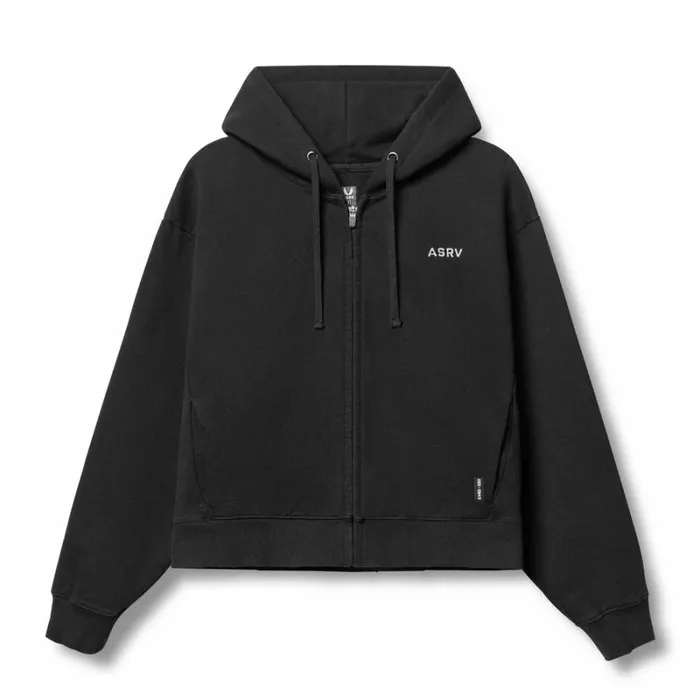 ASRV Hoodies and Sweatshirts Men Tech Essential Distressed Full Zip Hoodie Black
