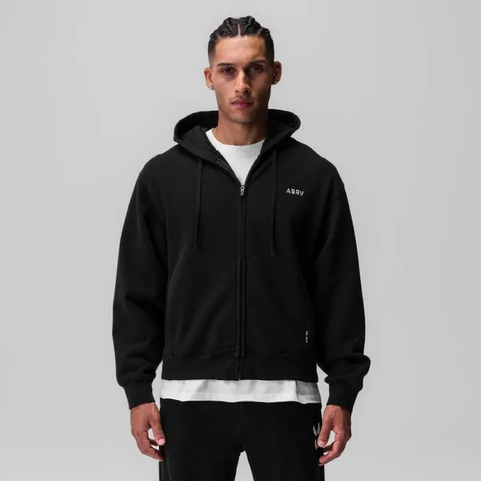 ASRV Hoodies and Sweatshirts Men Tech Essential Distressed Full Zip Hoodie Black ASRV Hoodies and Sweatshirts Men Tech Essential Distressed Full Zip Hoodie Black