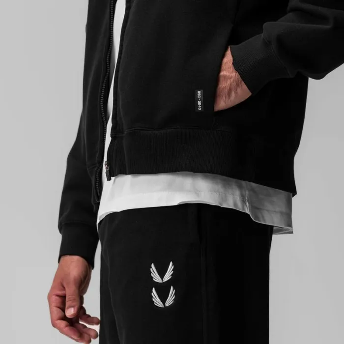 ASRV Hoodies and Sweatshirts Men Tech Essential Distressed Full Zip Hoodie Black ASRV Hoodies and Sweatshirts Men Tech Essential Distressed Full Zip Hoodie Black