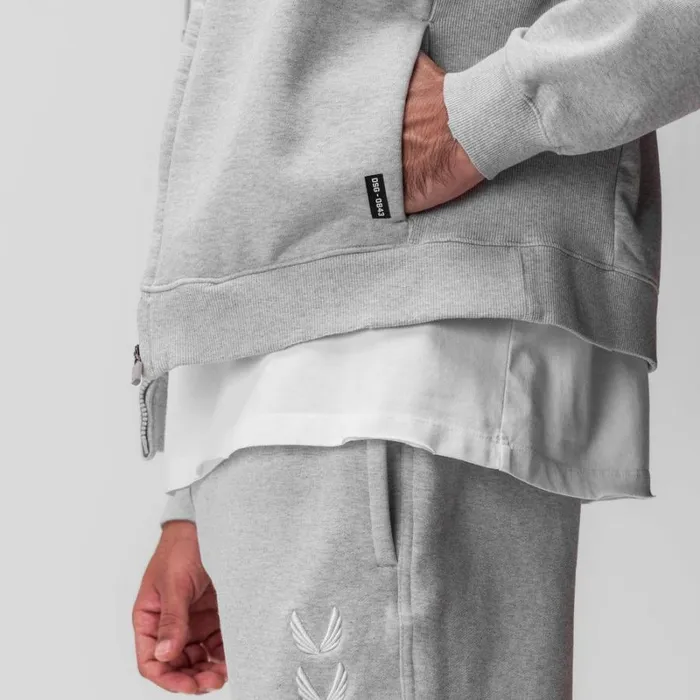 ASRV Hoodies and Sweatshirts Men Tech Essential Distressed Full Zip Hoodie Heather Grey ASRV Hoodies and Sweatshirts Men Tech Essential Distressed Full Zip Hoodie Heather Grey