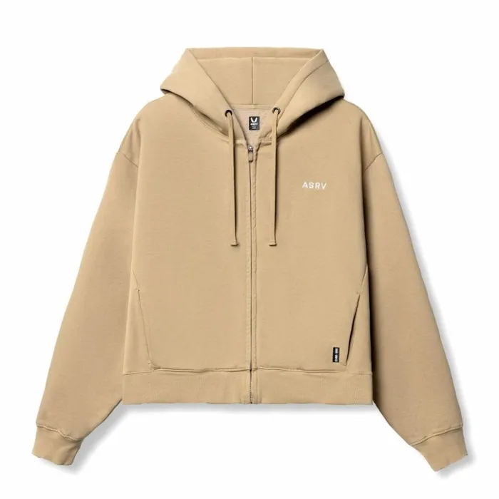 ASRV Hoodies and Sweatshirts Men Tech Essential Distressed Full Zip Hoodie Khaki