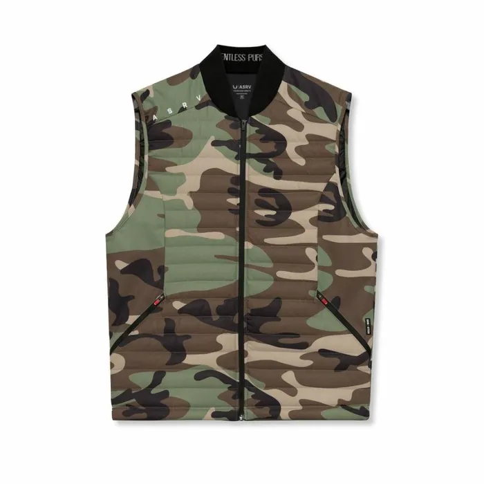 ASRV Jackets and Outerwear Men Waterproof Insulated Run Vest Woodland Camo