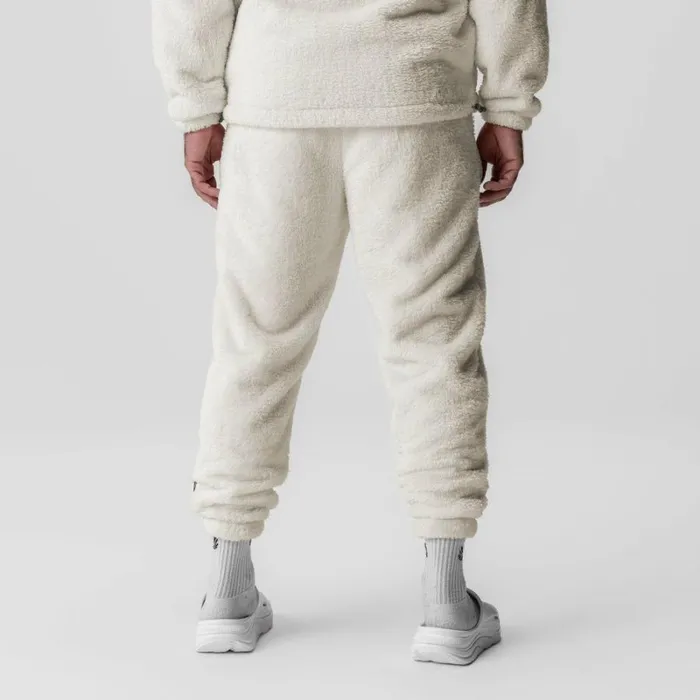 ASRV Joggers and Pants Men Sherpa Recovery Sweats Ivory Creamwhite