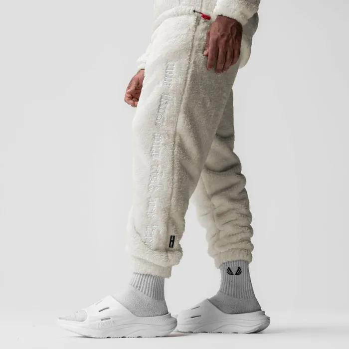 ASRV Joggers and Pants Men Sherpa Recovery Sweats Ivory Creamwhite
