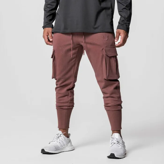 ASRV Joggers and Pants Men TechTerry Cargo High Rib Jogger Red Earth