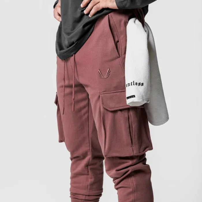 ASRV Joggers and Pants Men TechTerry Cargo High Rib Jogger Red Earth