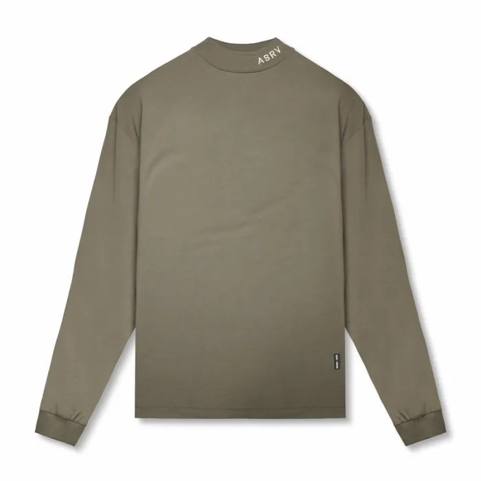 ASRV Long Sleeves Men CottonPlus Mock Neck Long Sleeve Faded Olive