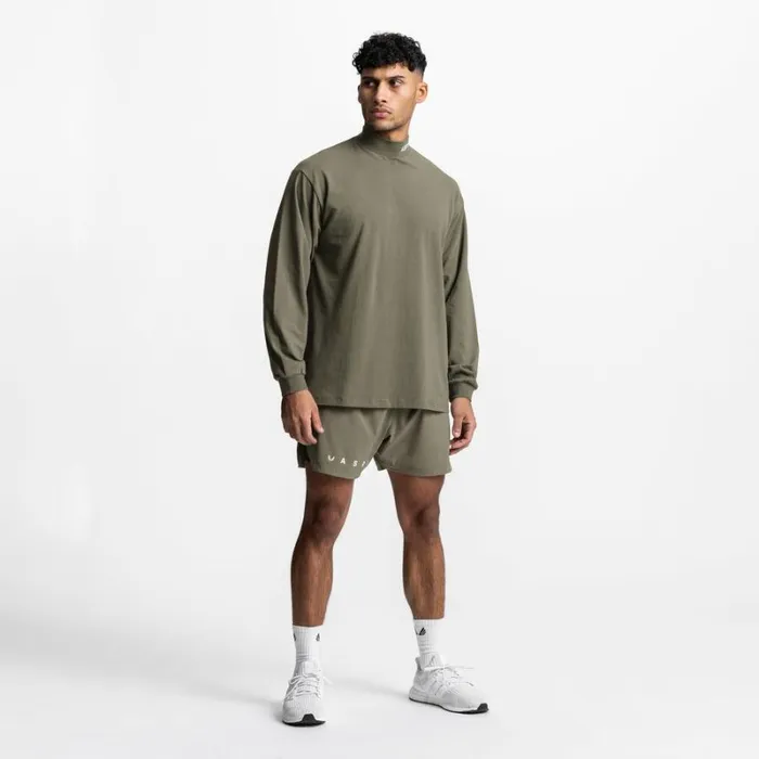 ASRV Long Sleeves Men CottonPlus Mock Neck Long Sleeve Faded Olive
