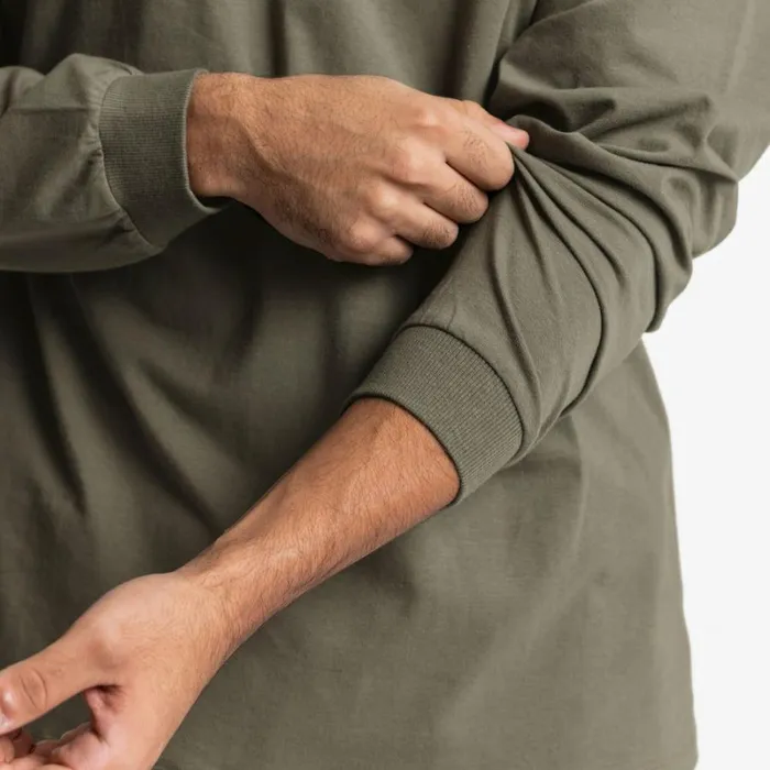 ASRV Long Sleeves Men CottonPlus Mock Neck Long Sleeve Faded Olive